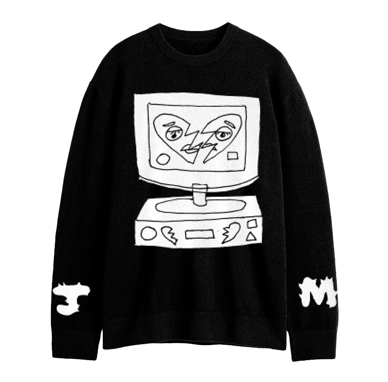 Broken Heart Woven Black Jumper