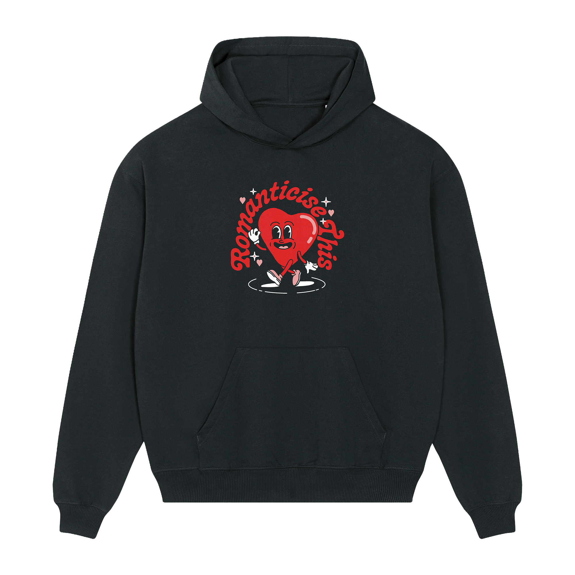 Romanticise This Valentine’s Heart Vintage Black Hoodie